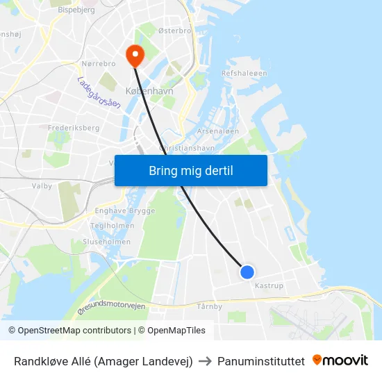 Randkløve Allé (Amager Landevej) to Panuminstituttet map