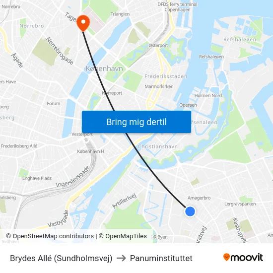 Brydes Allé (Sundholmsvej) to Panuminstituttet map