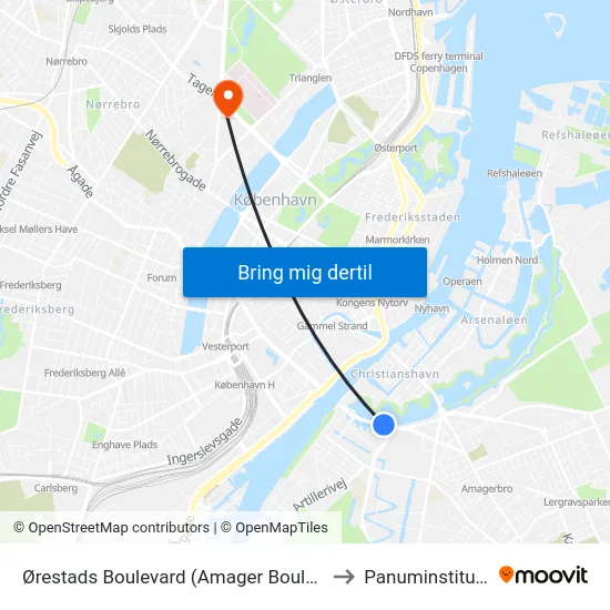 Ørestads Boulevard (Amager Boulevard) to Panuminstituttet map