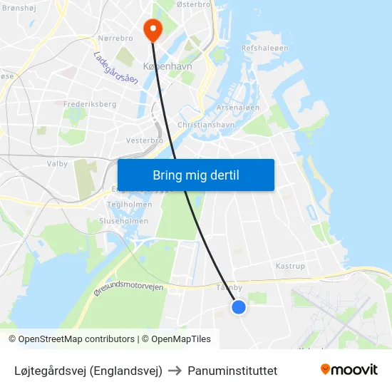Løjtegårdsvej (Englandsvej) to Panuminstituttet map