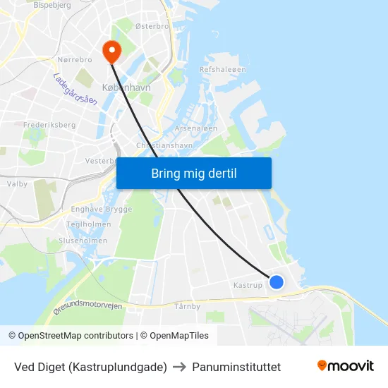 Ved Diget (Kastruplundgade) to Panuminstituttet map