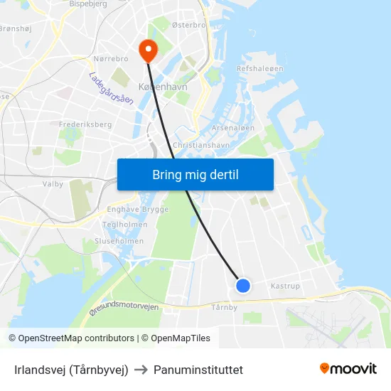 Irlandsvej (Tårnbyvej) to Panuminstituttet map