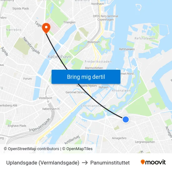 Uplandsgade (Vermlandsgade) to Panuminstituttet map