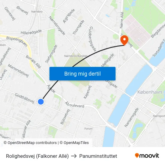 Rolighedsvej (Falkoner Allé) to Panuminstituttet map