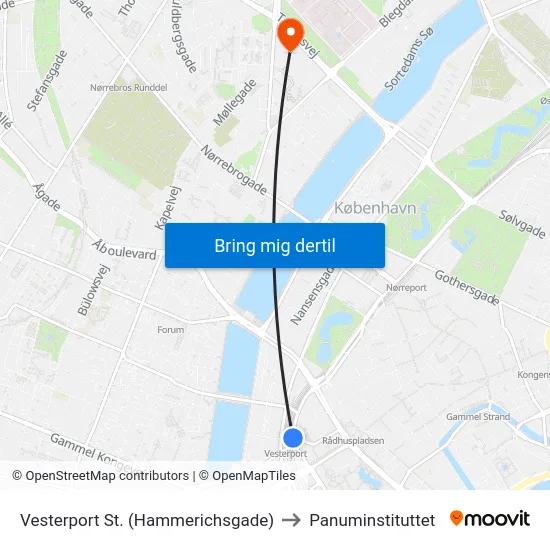 Vesterport St. (Hammerichsgade) to Panuminstituttet map