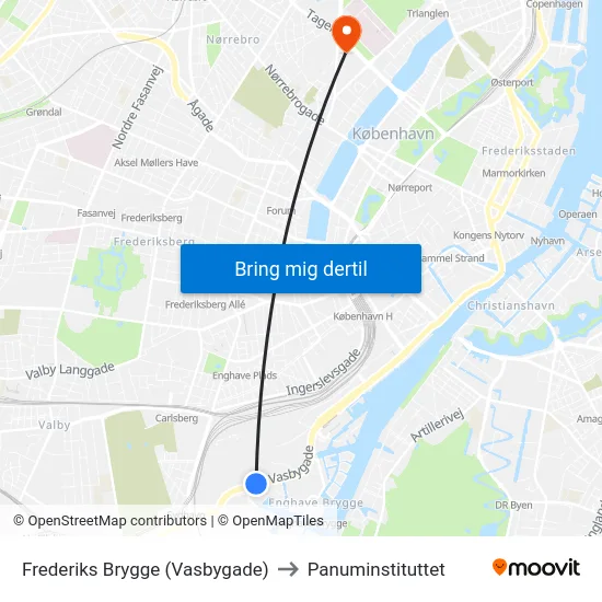 Frederiks Brygge (Vasbygade) to Panuminstituttet map