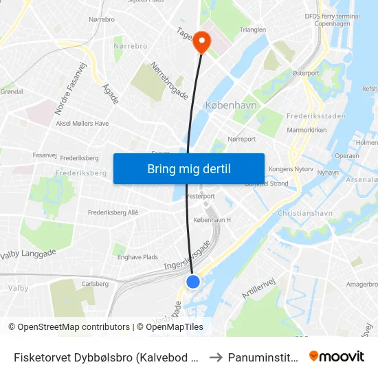 Fisketorvet Dybbølsbro (Kalvebod Brygge) to Panuminstituttet map
