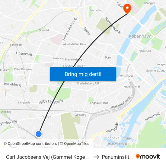Carl Jacobsens Vej (Gammel Køge Landevej) to Panuminstituttet map