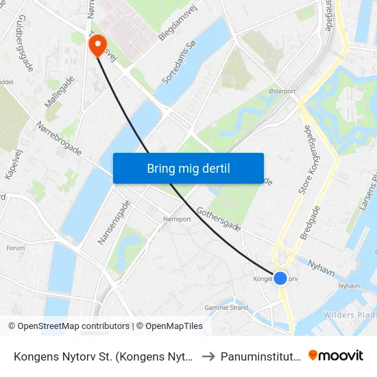 Kongens Nytorv St. (Kongens Nytorv) to Panuminstituttet map