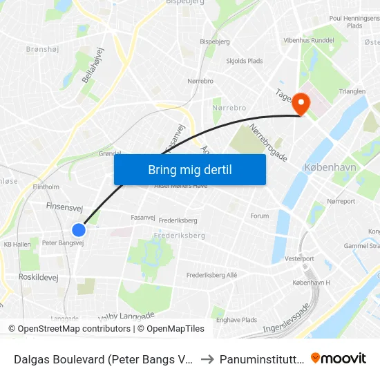 Dalgas Boulevard (Peter Bangs Vej) to Panuminstituttet map