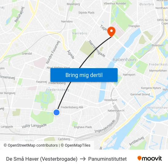 De Små Haver (Vesterbrogade) to Panuminstituttet map