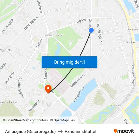 Århusgade (Østerbrogade) to Panuminstituttet map