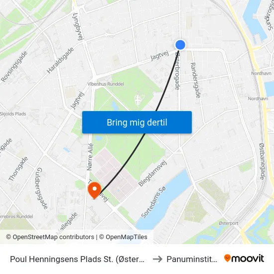 Poul Henningsens Plads St. (Østerbrogade) to Panuminstituttet map