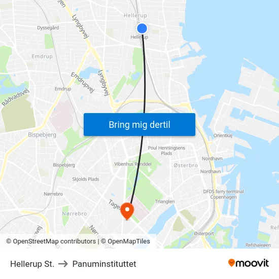 Hellerup St. to Panuminstituttet map