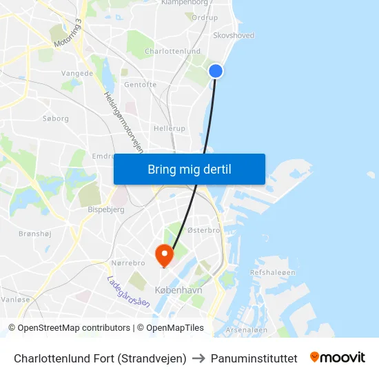 Charlottenlund Fort (Strandvejen) to Panuminstituttet map