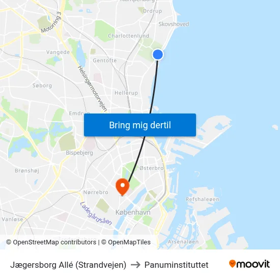 Jægersborg Allé (Strandvejen) to Panuminstituttet map