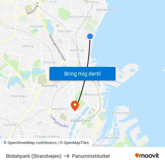 Blidahpark (Strandvejen) to Panuminstituttet map