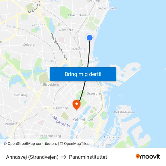 Annasvej (Strandvejen) to Panuminstituttet map