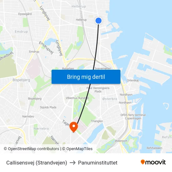 Callisensvej (Strandvejen) to Panuminstituttet map