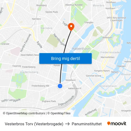Vesterbros Torv (Vesterbrogade) to Panuminstituttet map