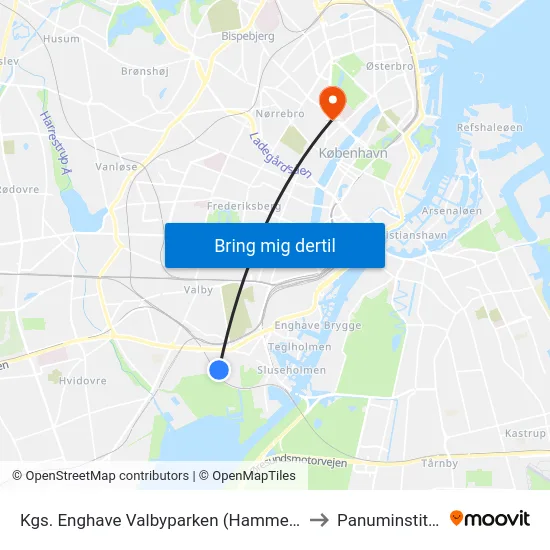 Kgs. Enghave Valbyparken (Hammelstrupvej) to Panuminstituttet map