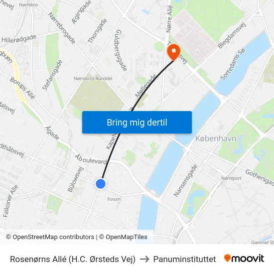 Rosenørns Allé (H.C. Ørsteds Vej) to Panuminstituttet map