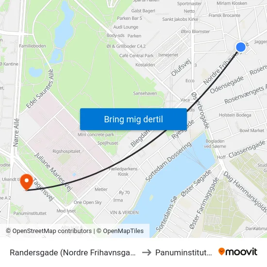 Randersgade (Nordre Frihavnsgade) to Panuminstituttet map