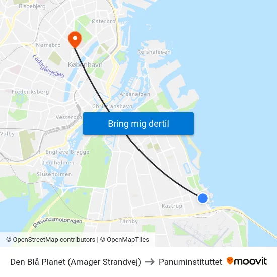 Den Blå Planet (Amager Strandvej) to Panuminstituttet map