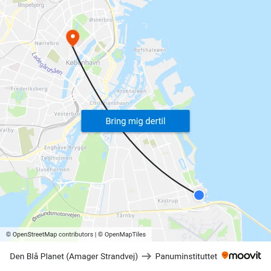 Den Blå Planet (Amager Strandvej) to Panuminstituttet map