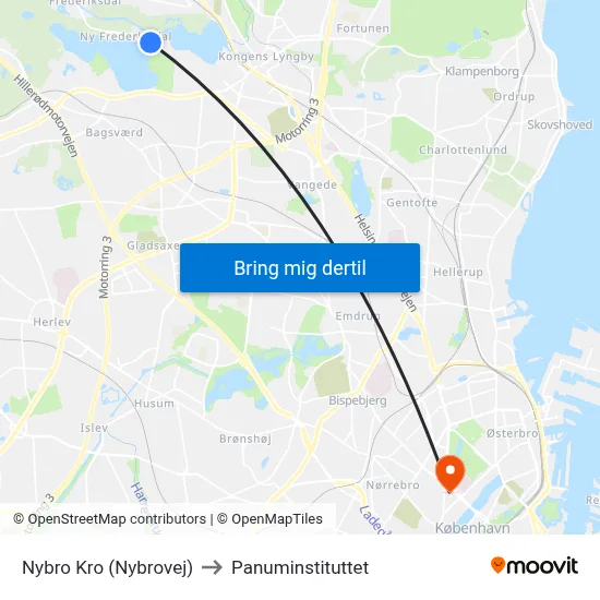 Nybro Kro (Nybrovej) to Panuminstituttet map