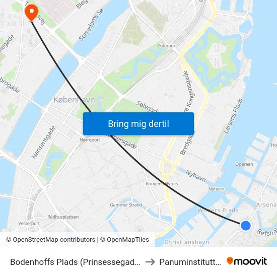 Bodenhoffs Plads (Prinsessegade) to Panuminstituttet map