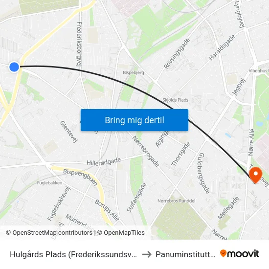 Hulgårds Plads (Frederikssundsvej) to Panuminstituttet map
