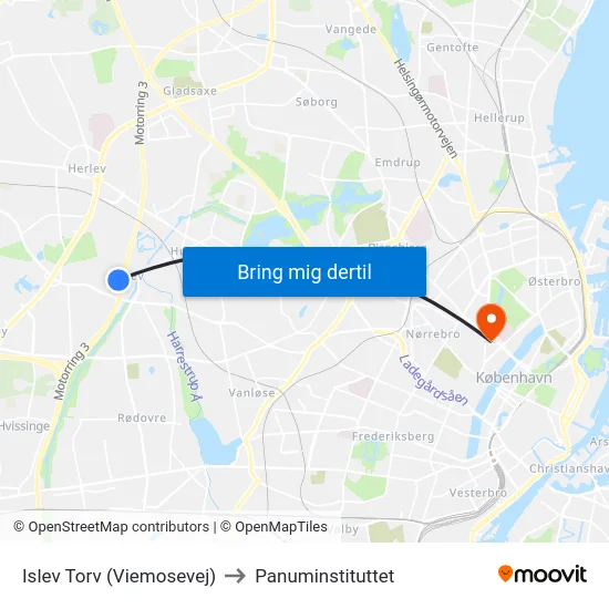 Islev Torv (Viemosevej) to Panuminstituttet map