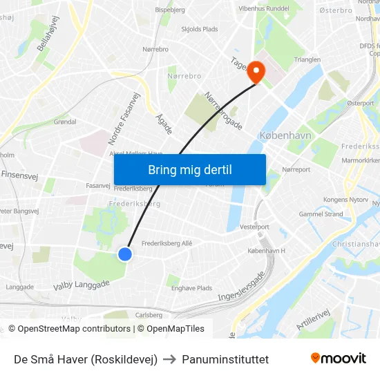 De Små Haver (Roskildevej) to Panuminstituttet map