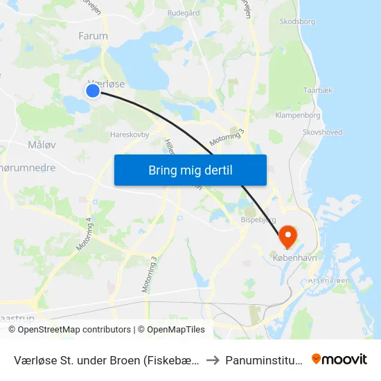 Værløse St. under Broen (Fiskebækvej) to Panuminstituttet map