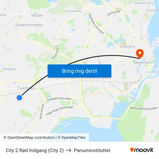 City 2 Rød Indgang (City 2) to Panuminstituttet map