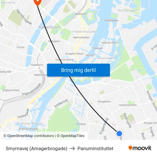 Smyrnavej (Amagerbrogade) to Panuminstituttet map