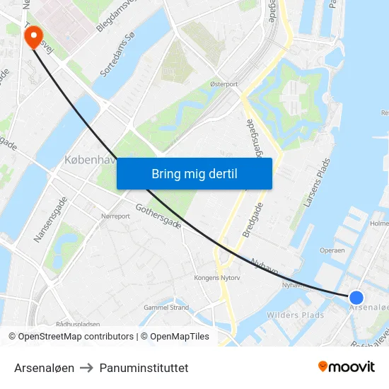 Arsenaløen to Panuminstituttet map