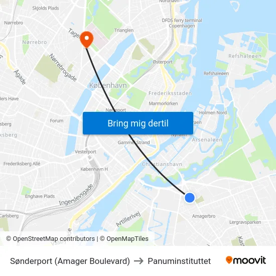 Sønderport (Amager Boulevard) to Panuminstituttet map