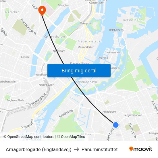 Amagerbrogade (Englandsvej) to Panuminstituttet map