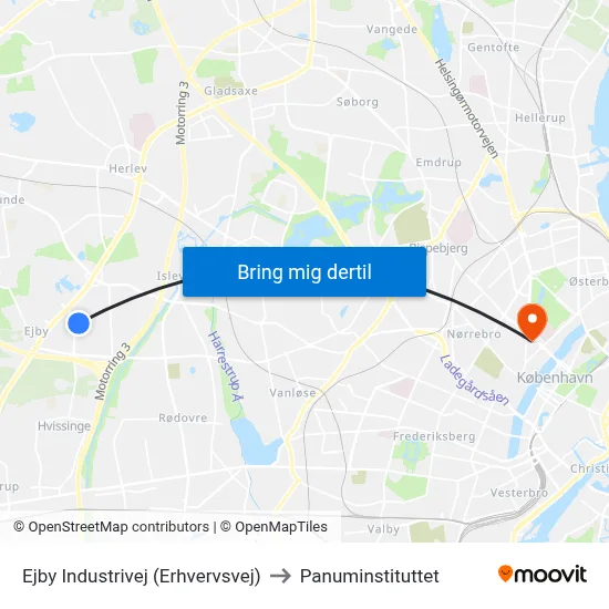 Ejby Industrivej (Erhvervsvej) to Panuminstituttet map