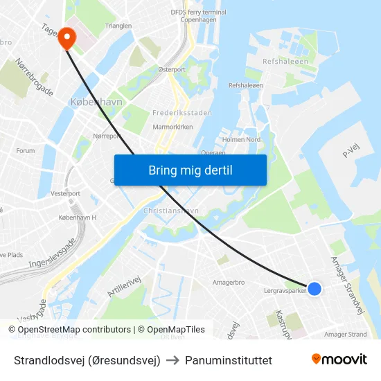 Strandlodsvej (Øresundsvej) to Panuminstituttet map