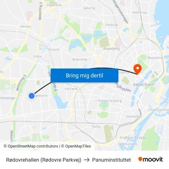 Rødovrehallen (Rødovre Parkvej) to Panuminstituttet map
