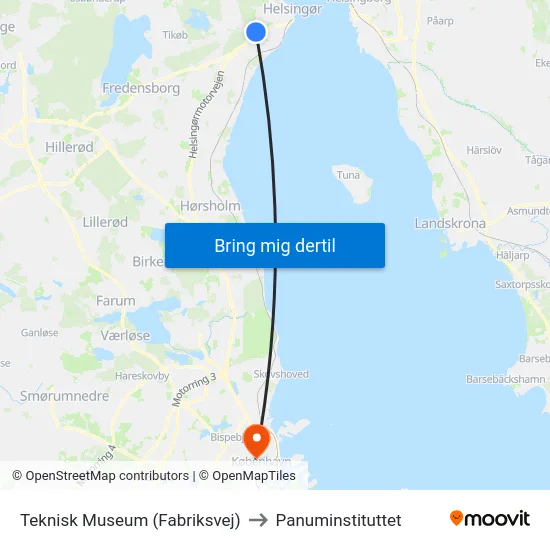 Teknisk Museum (Fabriksvej) to Panuminstituttet map