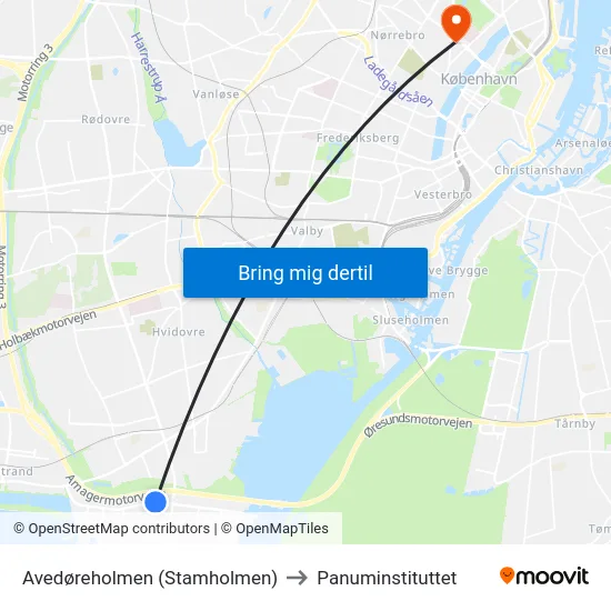 Avedøreholmen (Stamholmen) to Panuminstituttet map