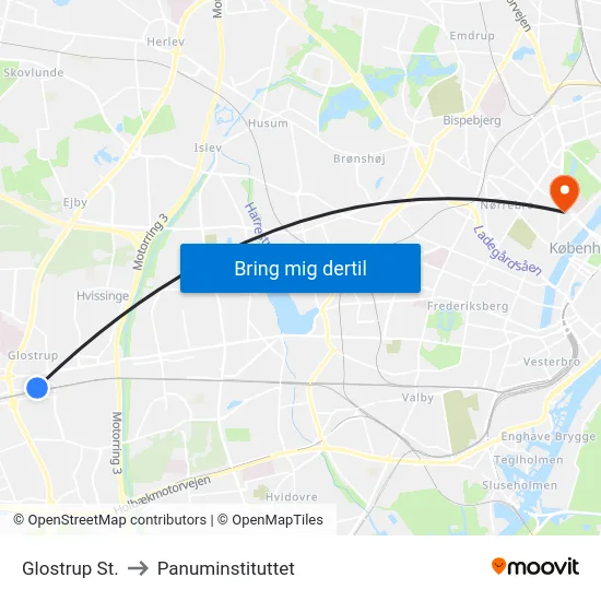 Glostrup St. to Panuminstituttet map