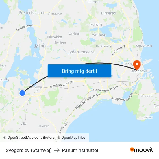 Svogerslev (Stamvej) to Panuminstituttet map