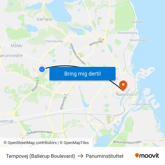 Tempovej (Ballerup Boulevard) to Panuminstituttet map