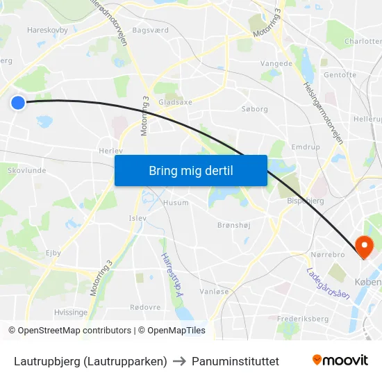 Lautrupbjerg (Lautrupparken) to Panuminstituttet map