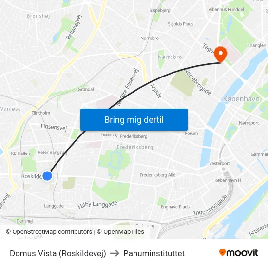 Domus Vista (Roskildevej) to Panuminstituttet map
